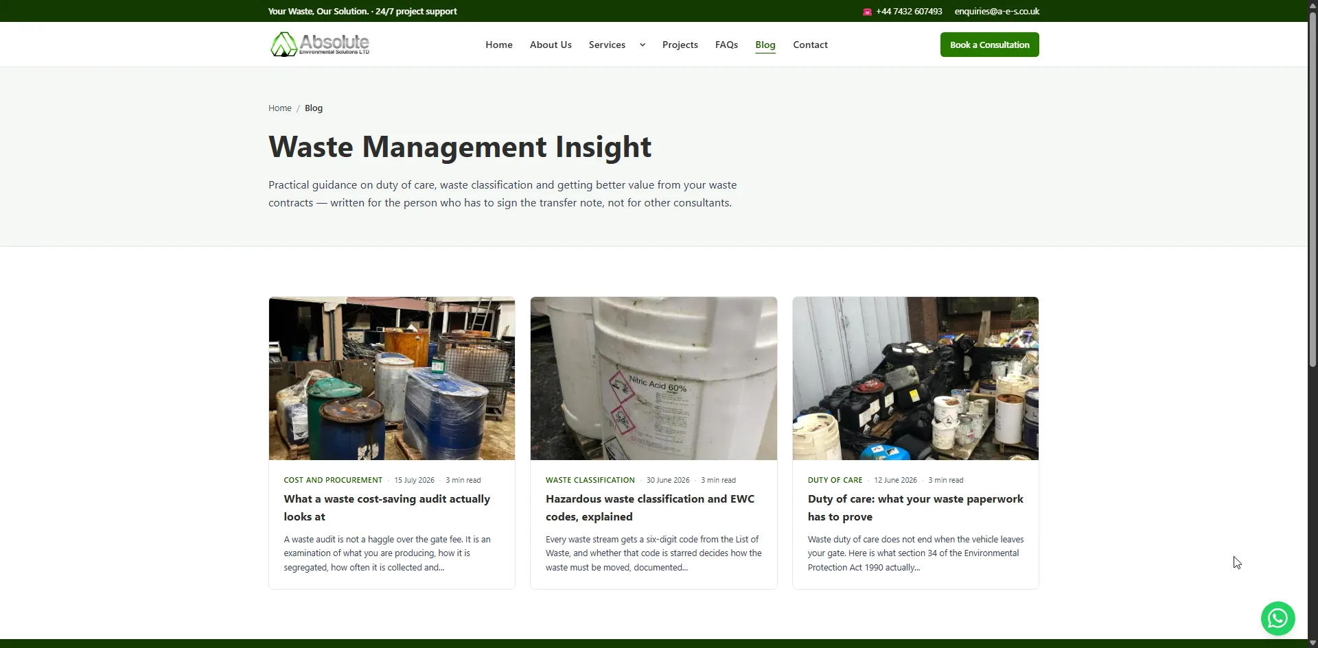 Screenshot 3 of the A-E-S website