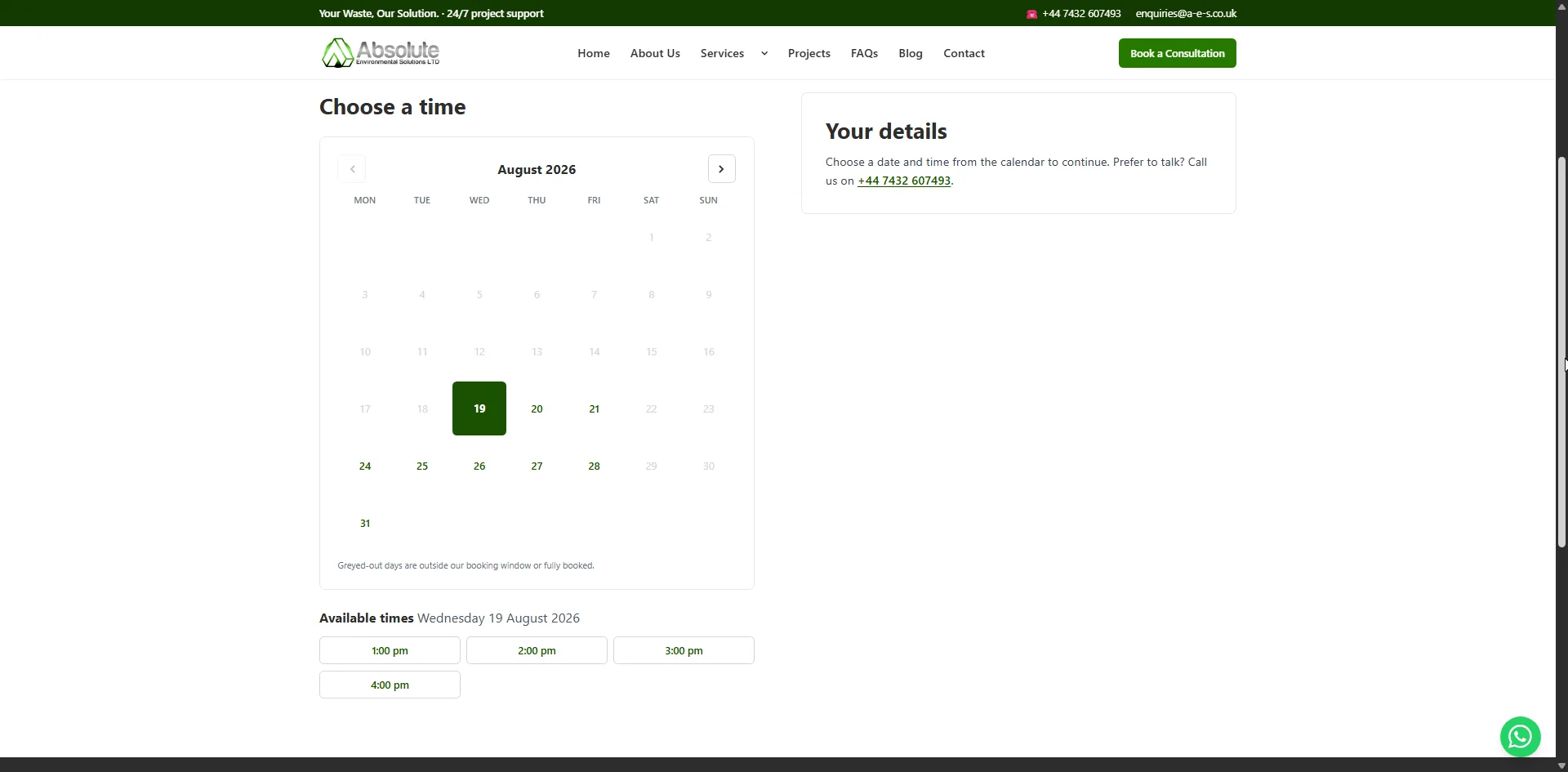 Screenshot 4 of the A-E-S website