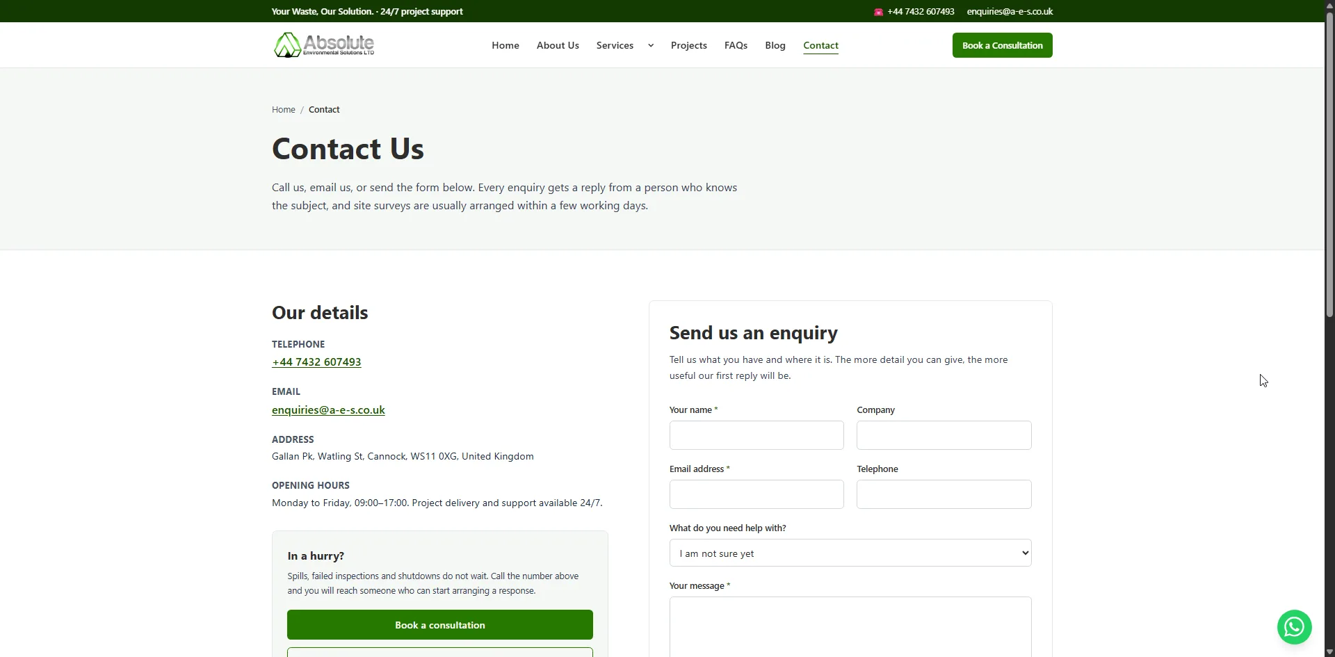 Screenshot 6 of the A-E-S website