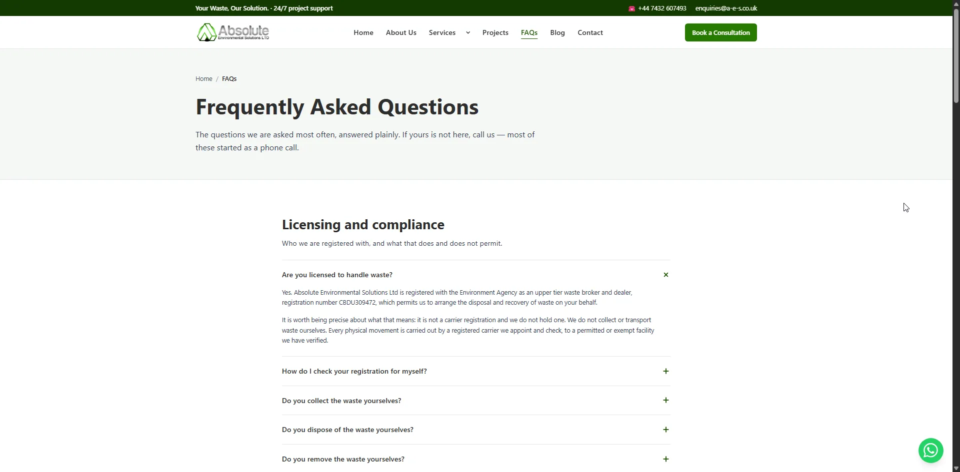 Screenshot 7 of the A-E-S website