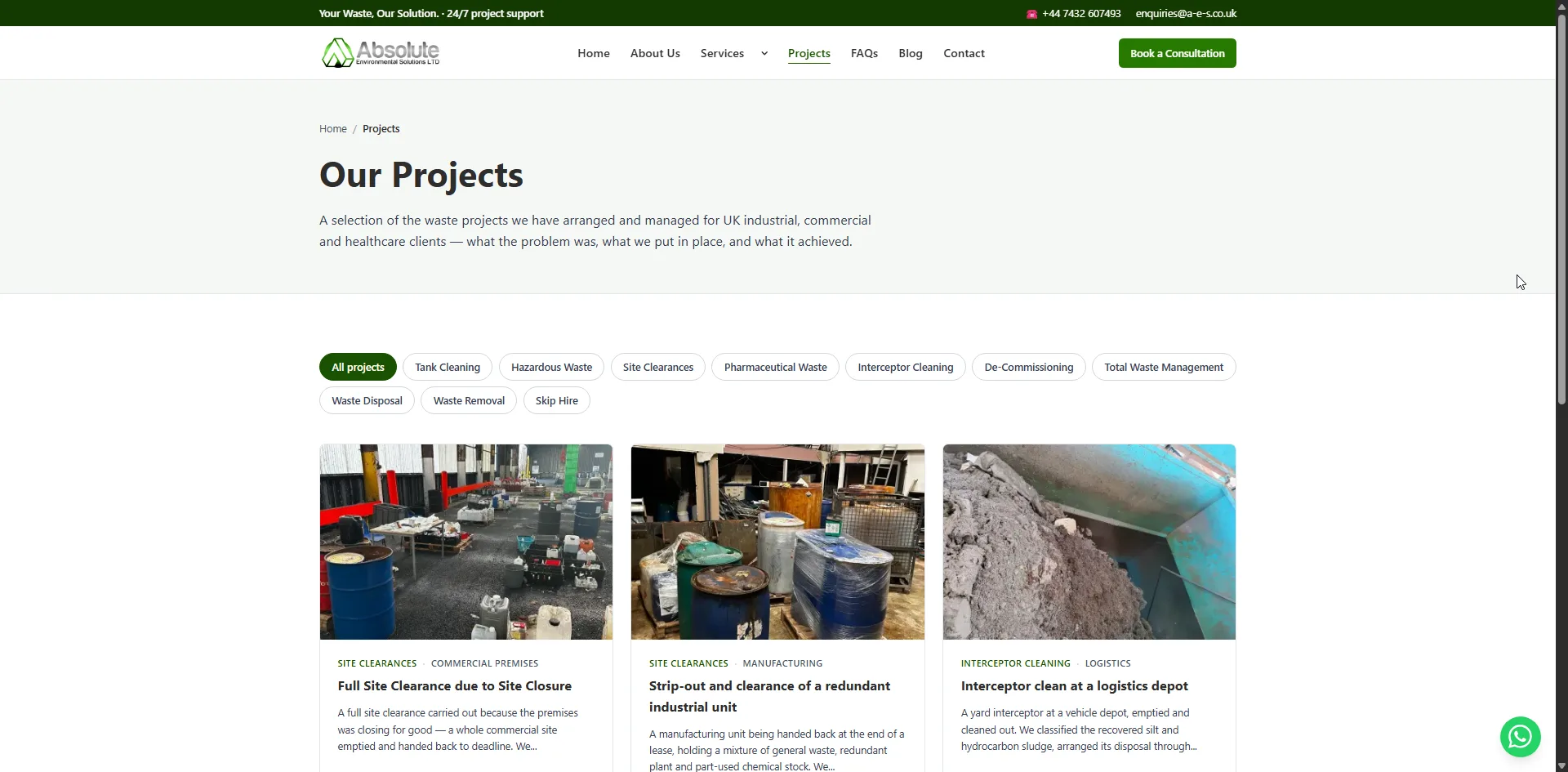 Screenshot 9 of the A-E-S website