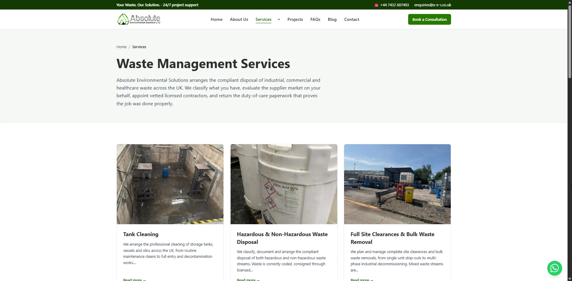 Screenshot 10 of the A-E-S website