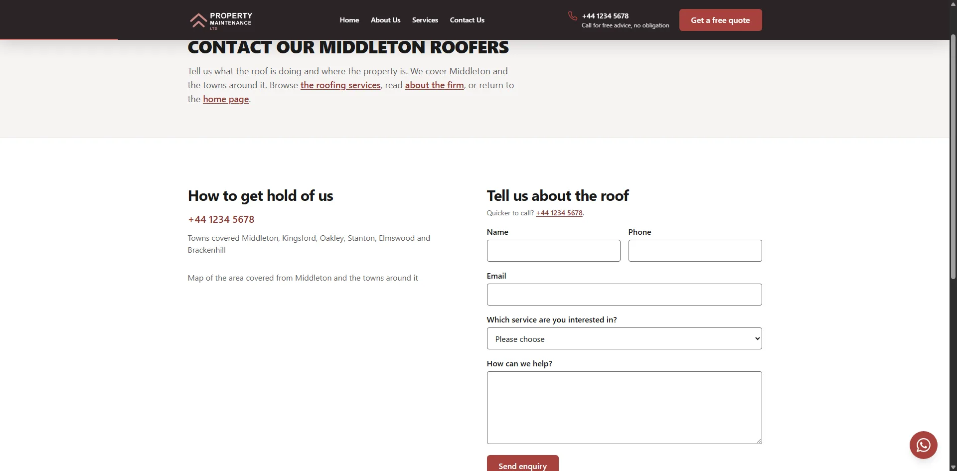 Screenshot 4 of the Property Maintenance Ltd (sample site) website