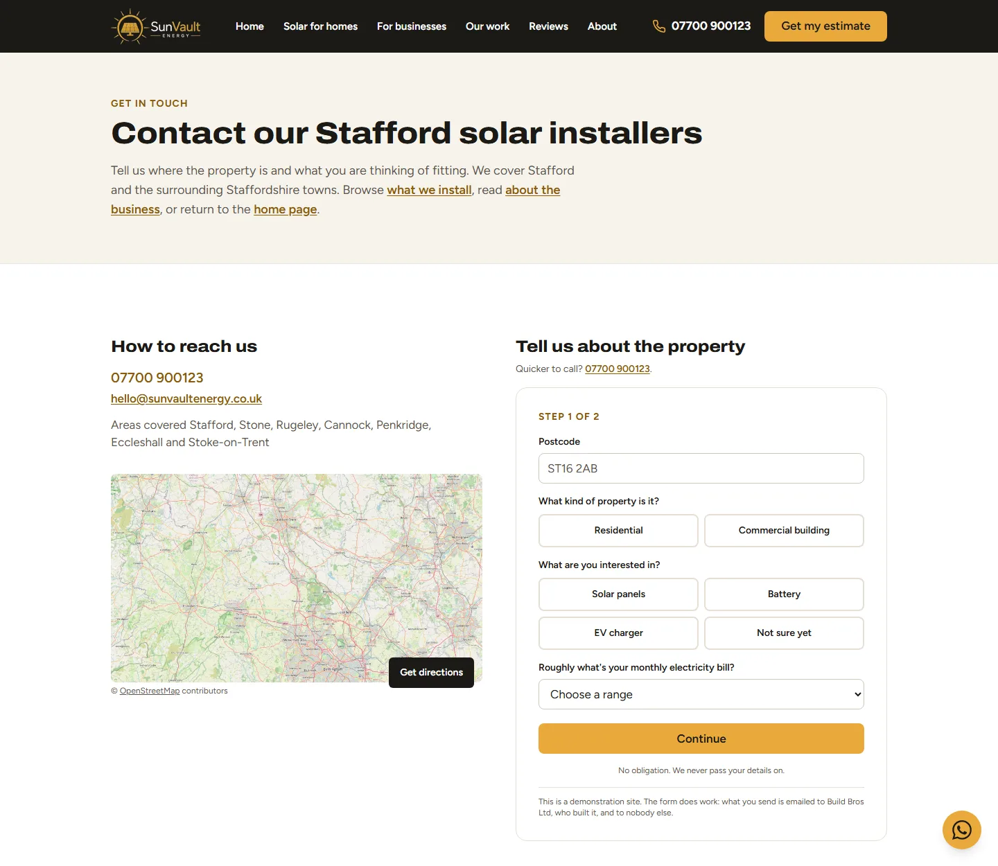 Screenshot 4 of the Sun Vault Energy Ltd (sample site) website