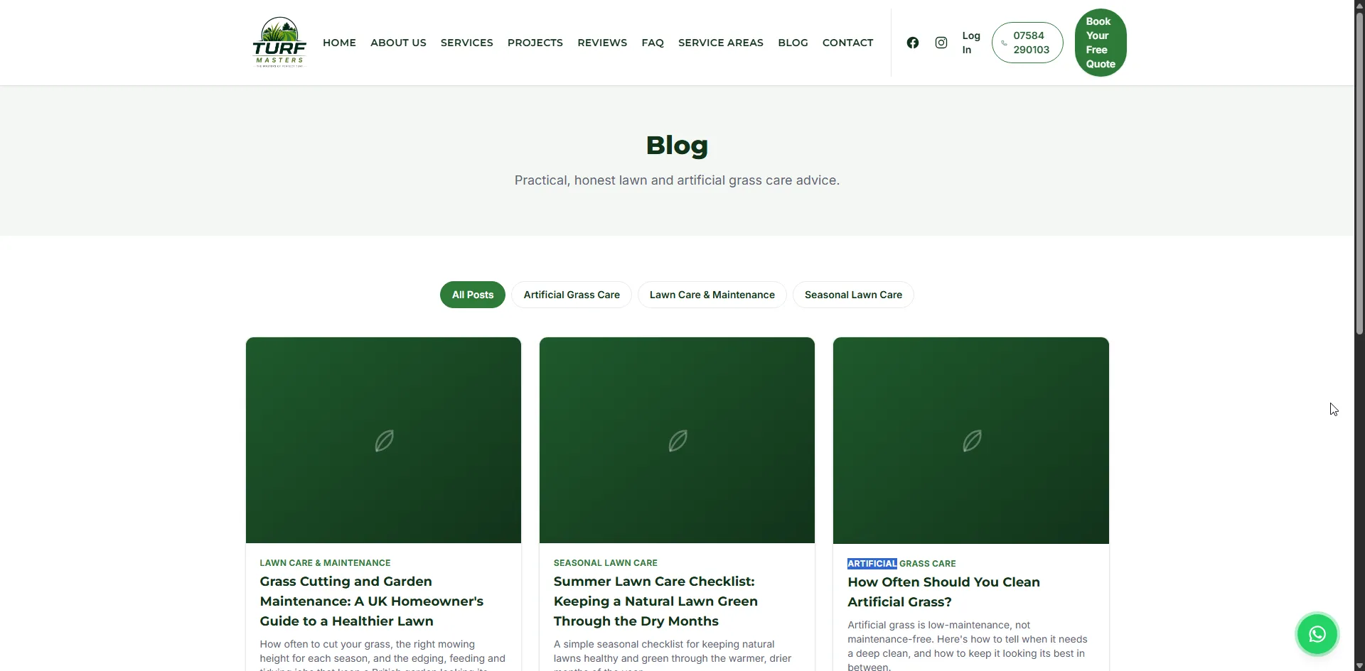Screenshot 3 of the Turf Masters website