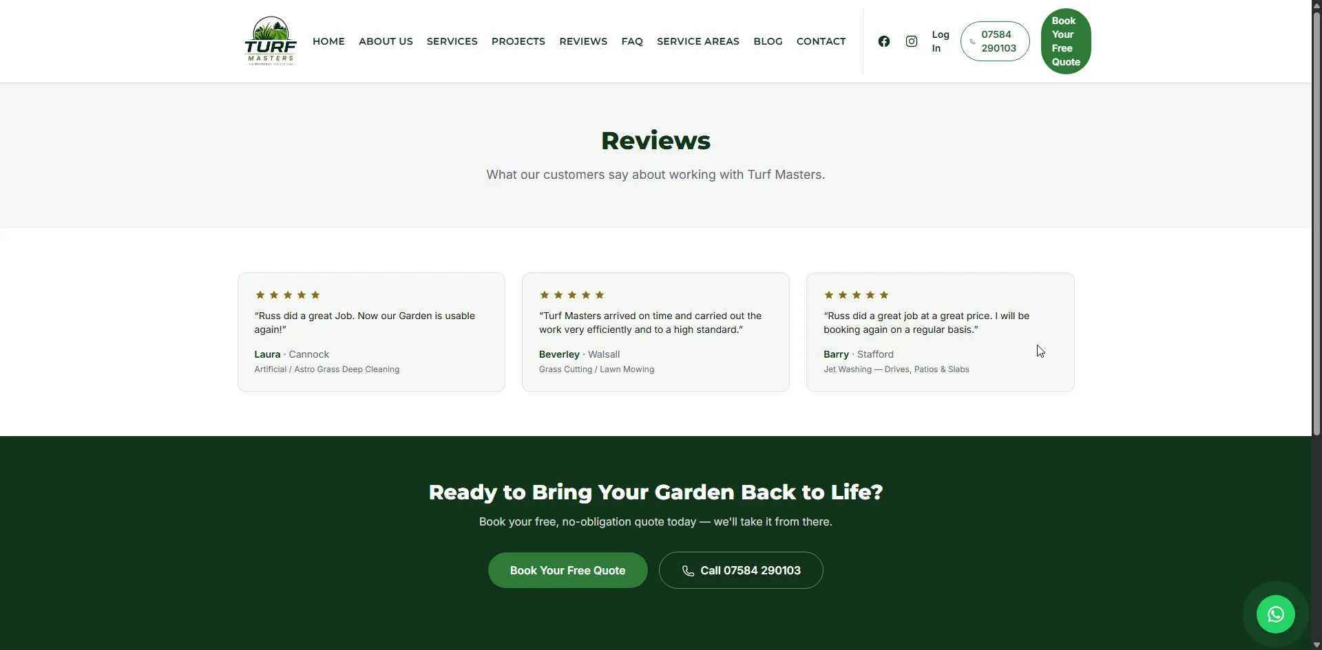 Screenshot 9 of the Turf Masters website