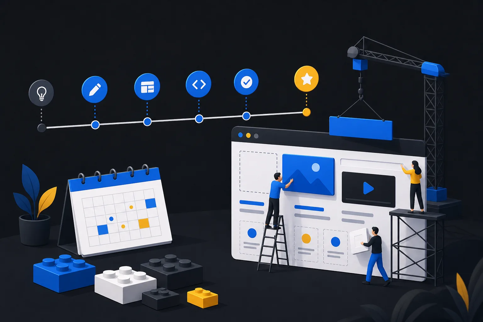 Illustration for the article: How Long Does It Take to Build a Website?