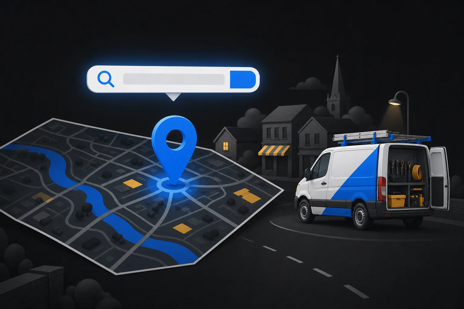 Illustration for the article: Local SEO Basics: How UK Tradespeople and SMEs Get Found on Google